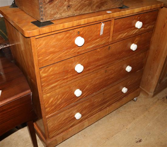 Victorian satin birch five-drawer chest